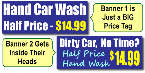 Graphic comparing a focused banner message with a cluttered layout