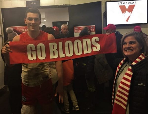 Go Bloods Banner in the Change Room